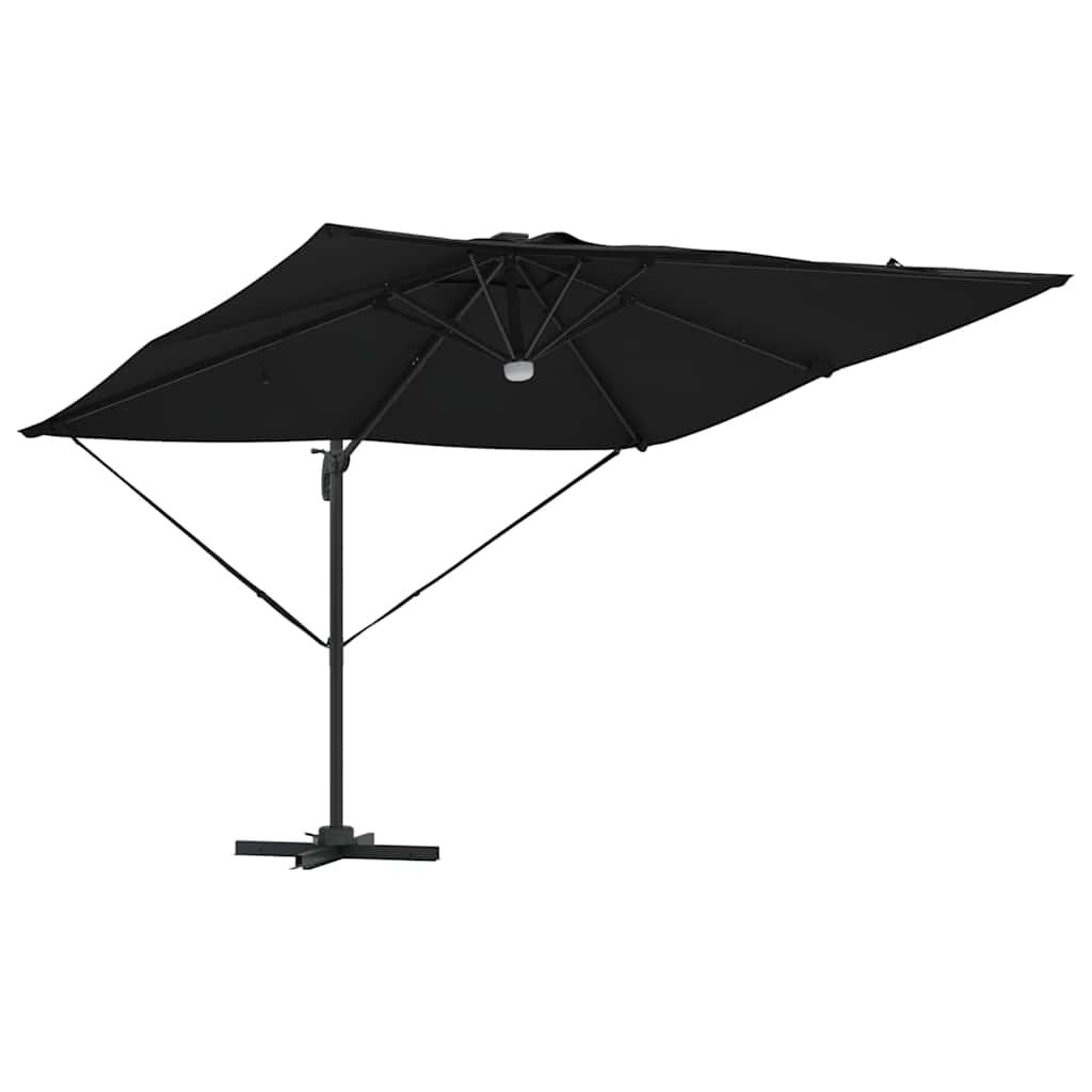 Cantilever Roma skėtis su LED lempom, juodas, 286 x 285 x 270 cm, aliuminis.