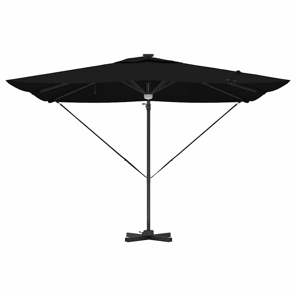 Cantilever Roma skėtis su LED lempom, juodas, 286 x 285 x 270 cm, aliuminis.