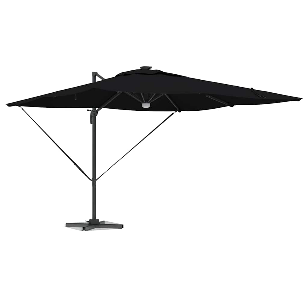 Cantilever Roma skėtis su LED lempom, juodas, 286 x 285 x 270 cm, aliuminis.