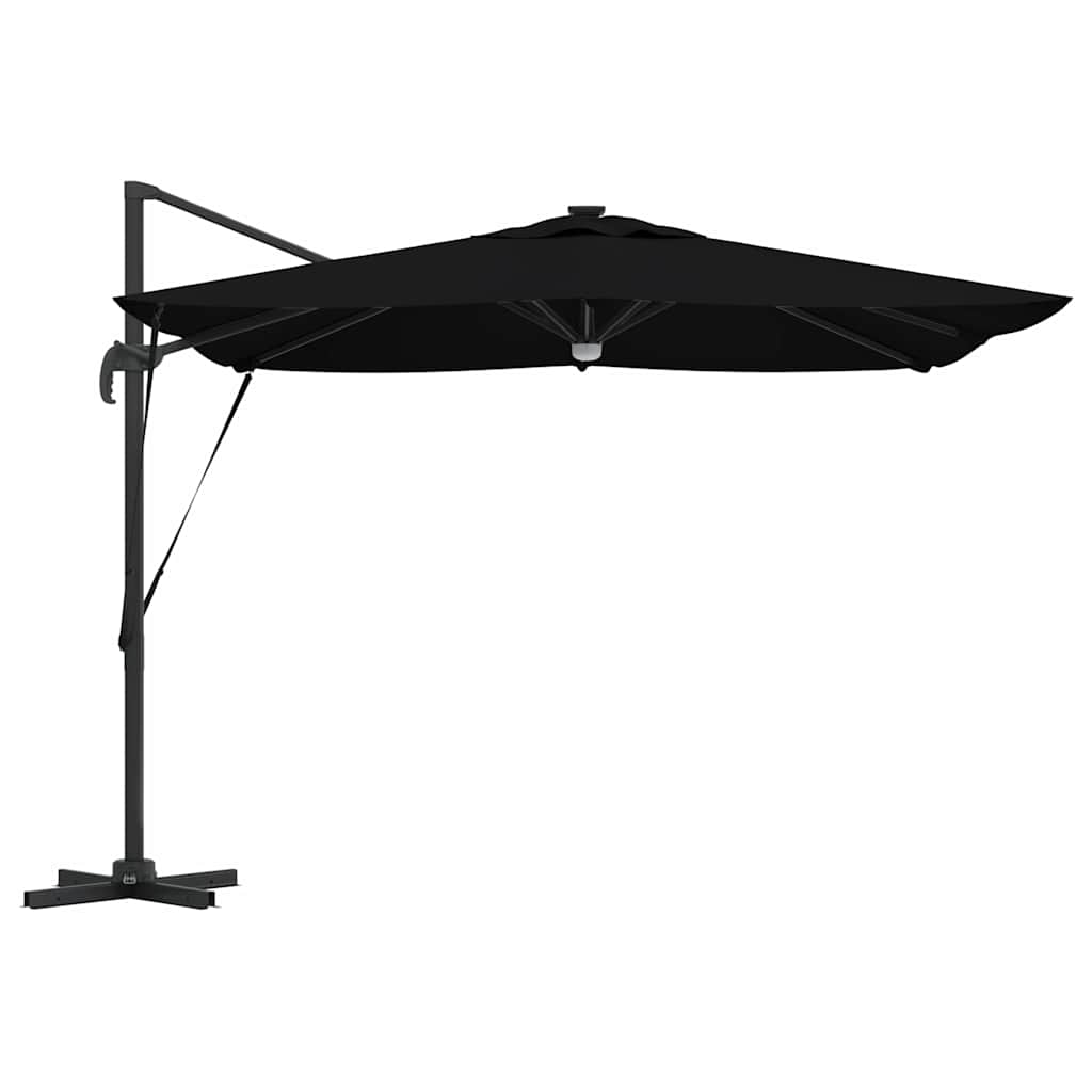 Cantilever Roma skėtis su LED lempom, juodas, 286 x 285 x 270 cm, aliuminis.