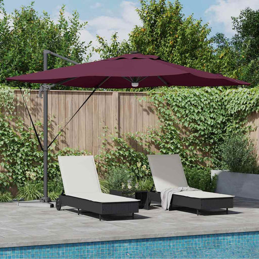 Kantilever Roma Paviljonas su LED'ais Bordo Raudonas 286 x 285 x 270 cm, Aliuminio