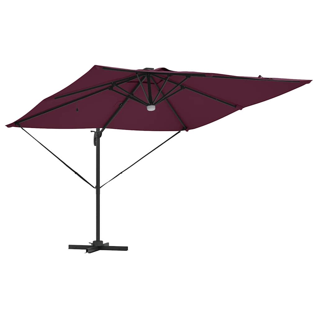 Kantilever Roma Paviljonas su LED'ais Bordo Raudonas 286 x 285 x 270 cm, Aliuminio