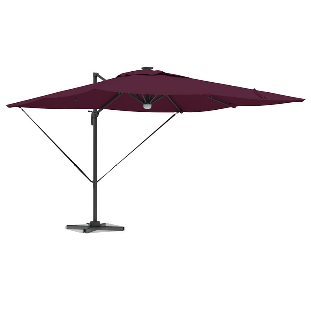 Kantilever Roma Paviljonas su LED'ais Bordo Raudonas 286 x 285 x 270 cm, Aliuminio