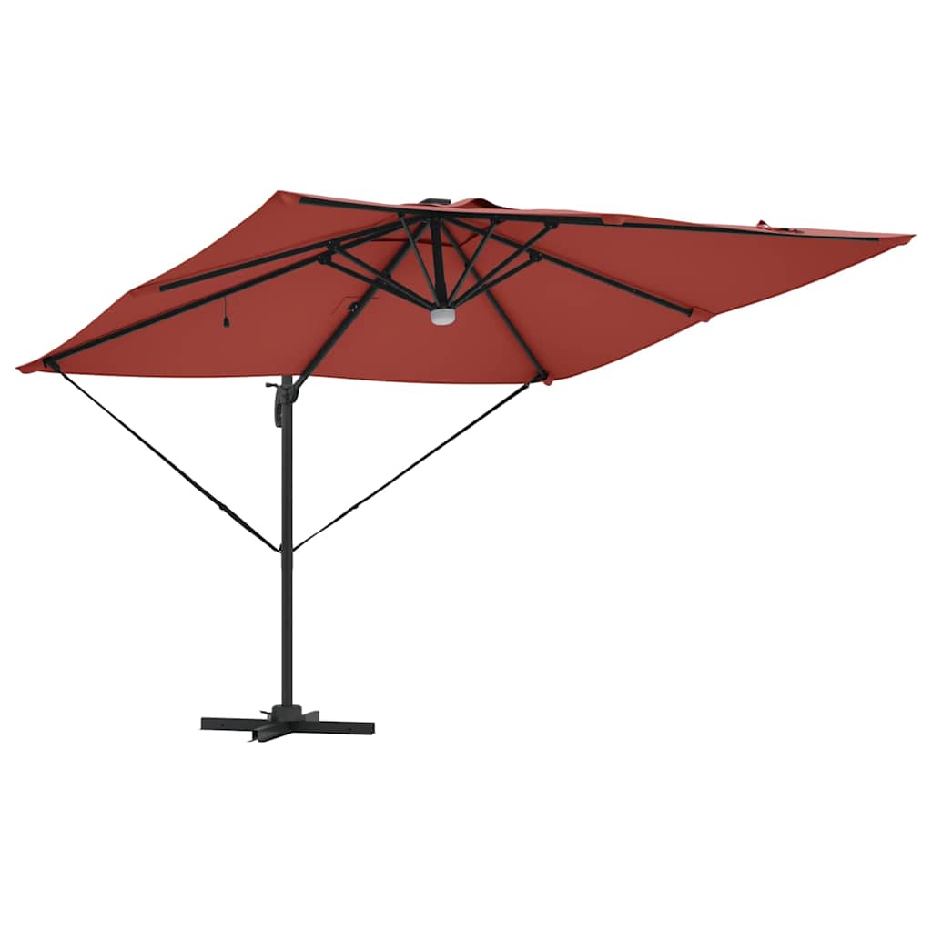 Cantilever Roma skėtis su LED lempomis, terracotta spalvos, 286 x 285 x 270 cm, aliuminis