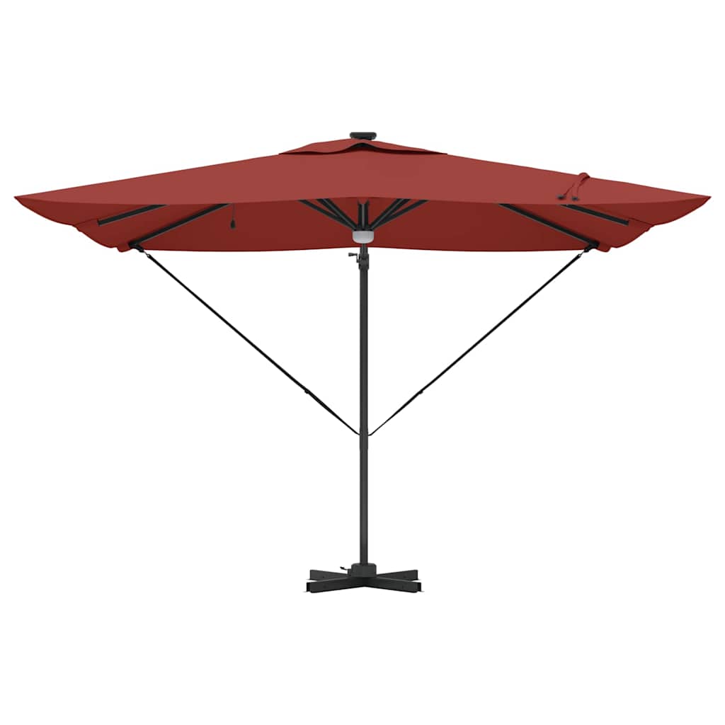 Cantilever Roma skėtis su LED lempomis, terracotta spalvos, 286 x 285 x 270 cm, aliuminis