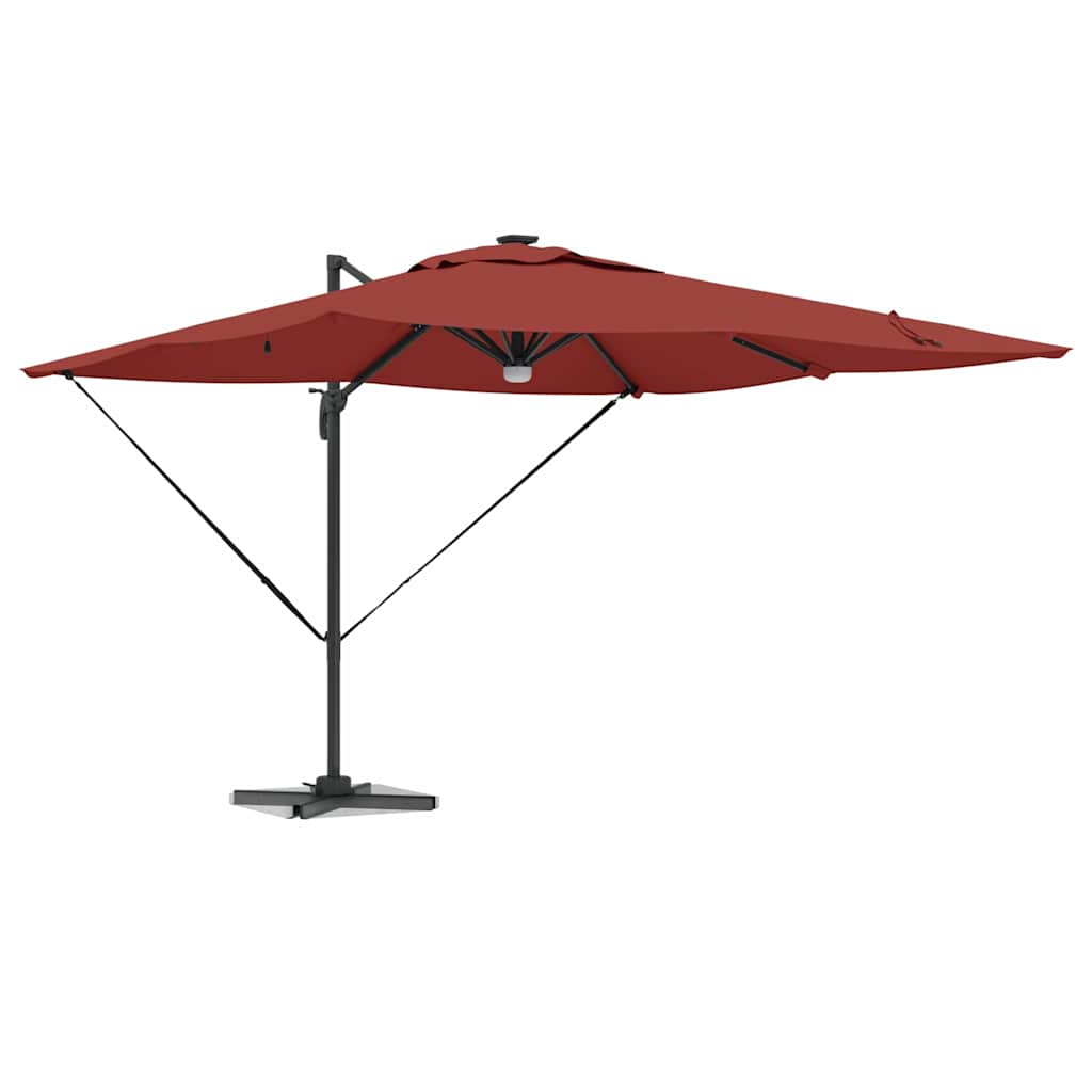 Cantilever Roma skėtis su LED lempomis, terracotta spalvos, 286 x 285 x 270 cm, aliuminis