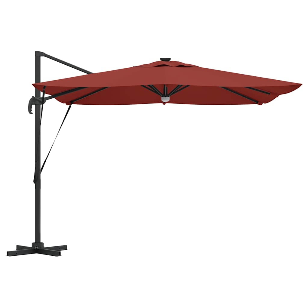 Cantilever Roma skėtis su LED lempomis, terracotta spalvos, 286 x 285 x 270 cm, aliuminis