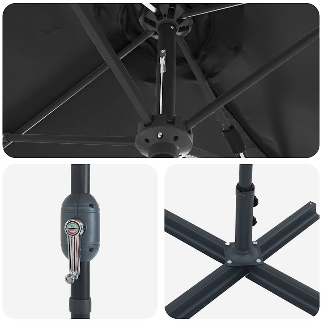 Sodo skėtis Juoda 380 x 196 x 235 cm