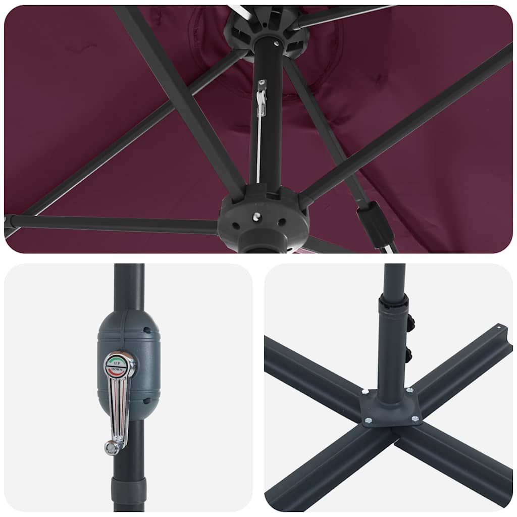 Sodo skėtis Bordo raudona 380 x 196 x 235 cm
