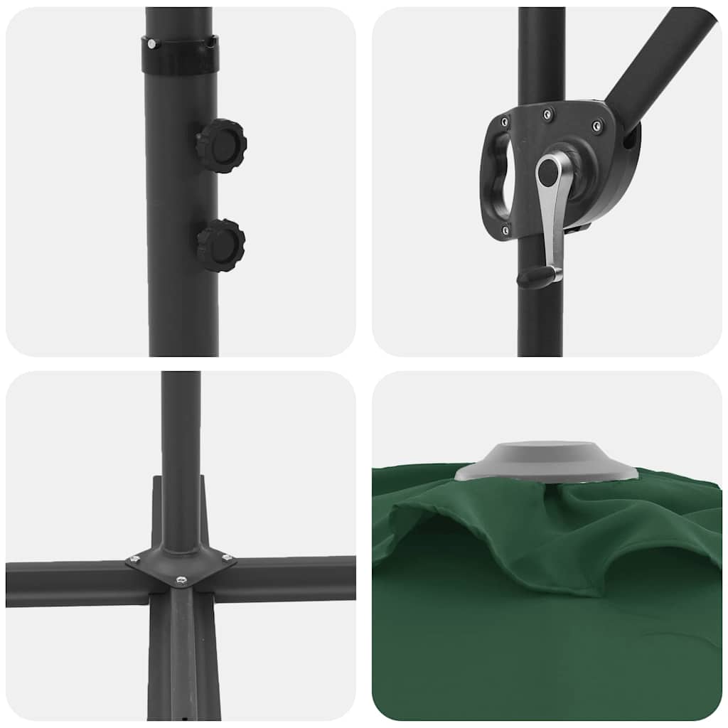 Sodo kantalverinis skėtis su užraktu Žalia 372 x 198 x 253 cm