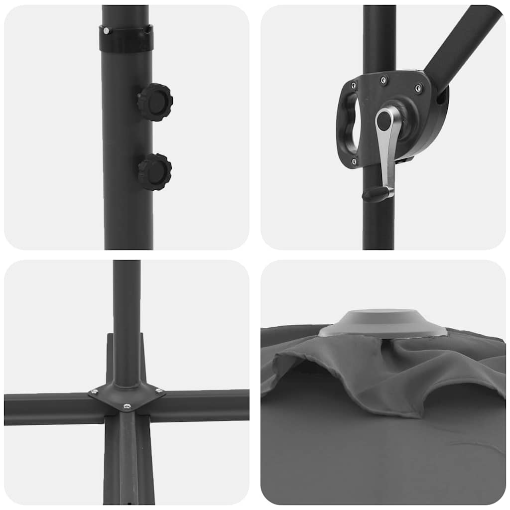 Sodo kantalverinis skėtis Antracitas 372 x 198 x 253 cm