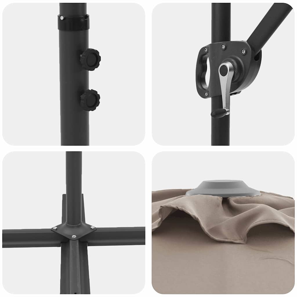 Sodo kantalverinis skėtis su užraktu Taupe 372 x 198 x 253 cm