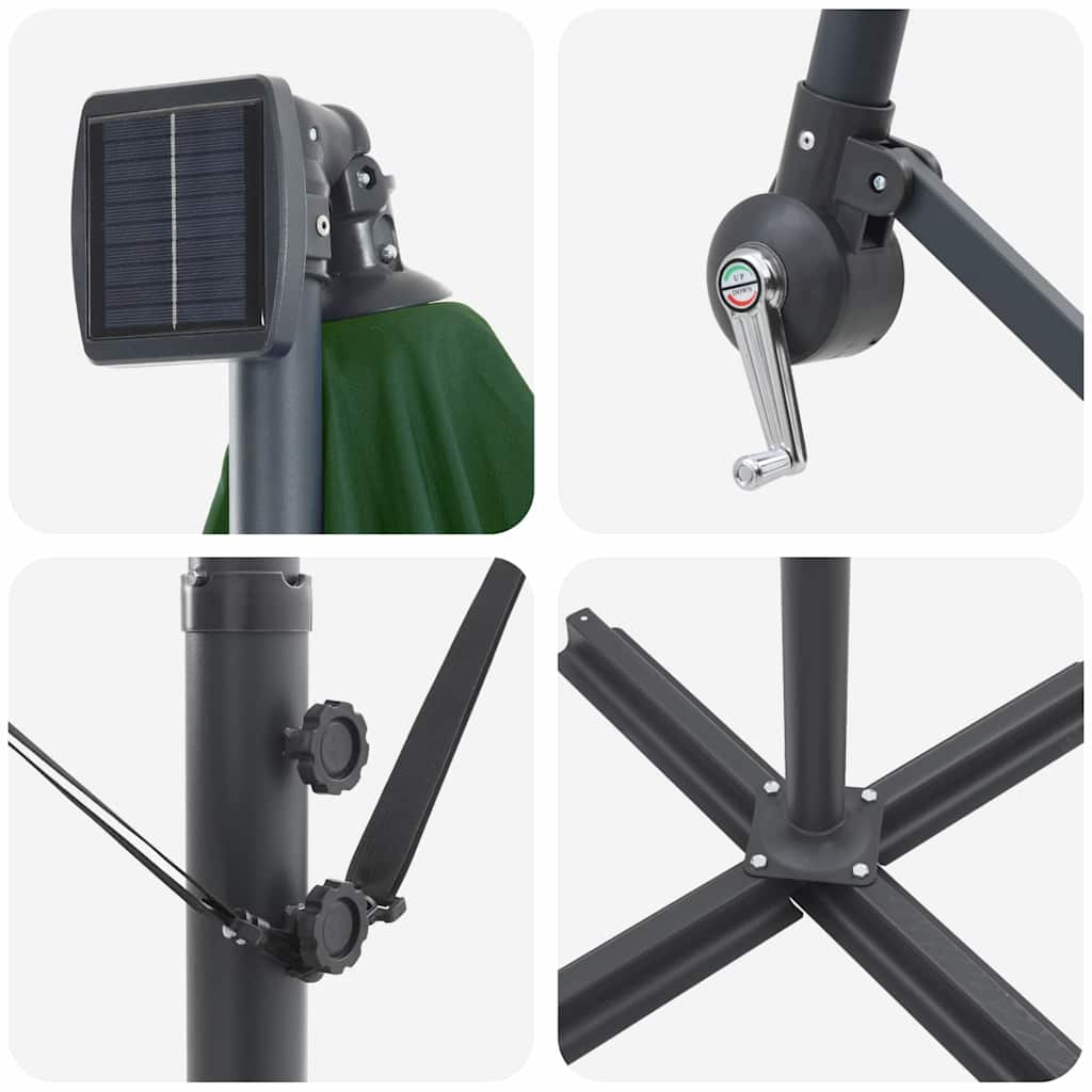 Kantileverio bananų skėtis su užraktu Žalia 294 x 294 x 248 cm