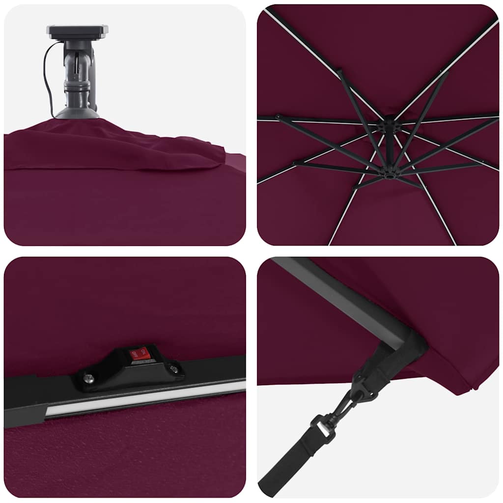 Skėtis nuo saulės Bordo raudona 294 x 294 x 248 cm