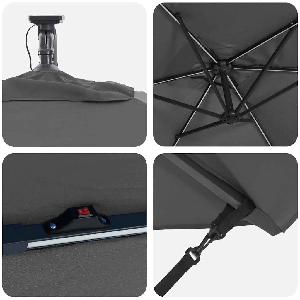 Kantileverio bananų skėtis Antracitas 294 x 200 x 254 cm