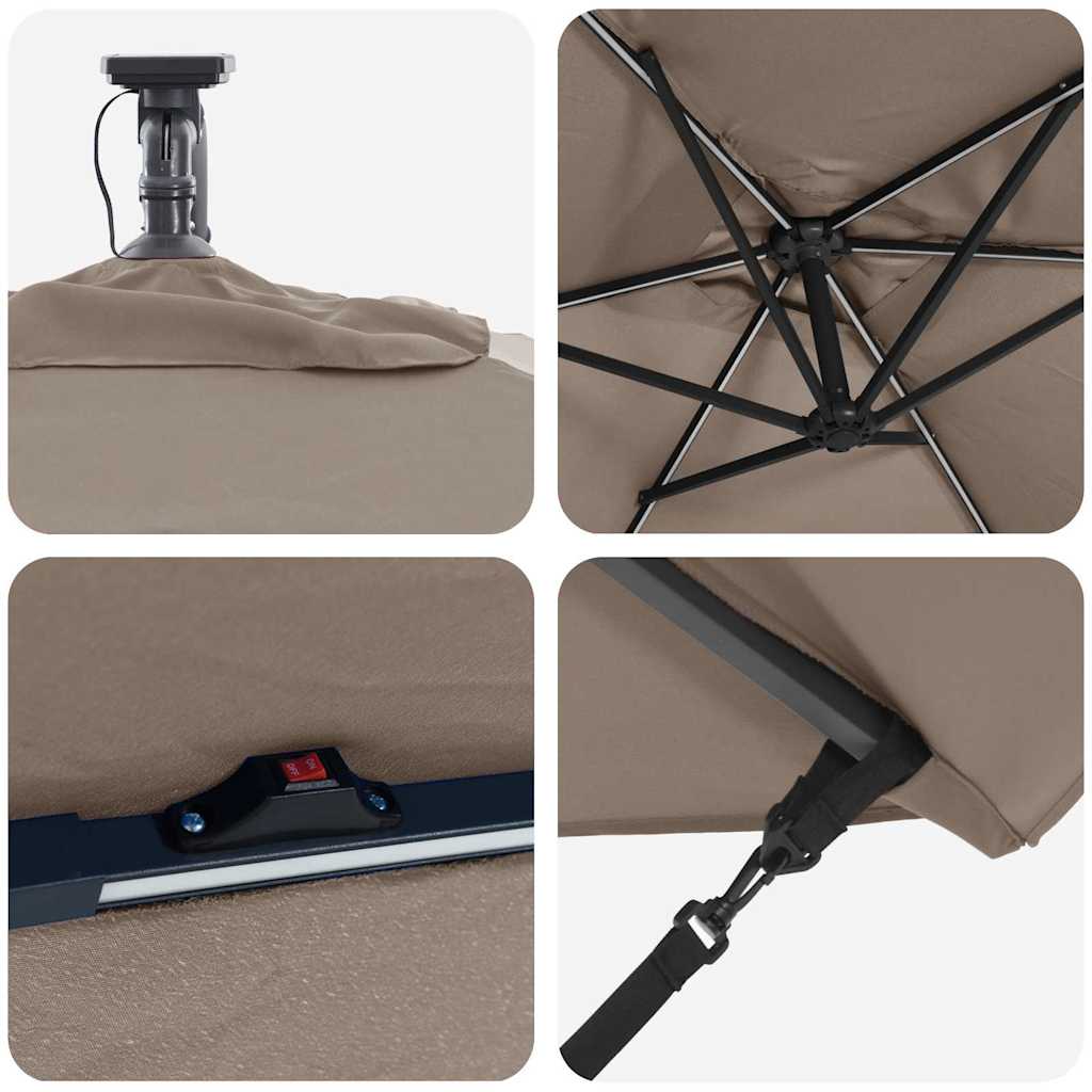 Kantileverio bananų skėtis su užraktu Taupe 294 x 200 x 254 cm