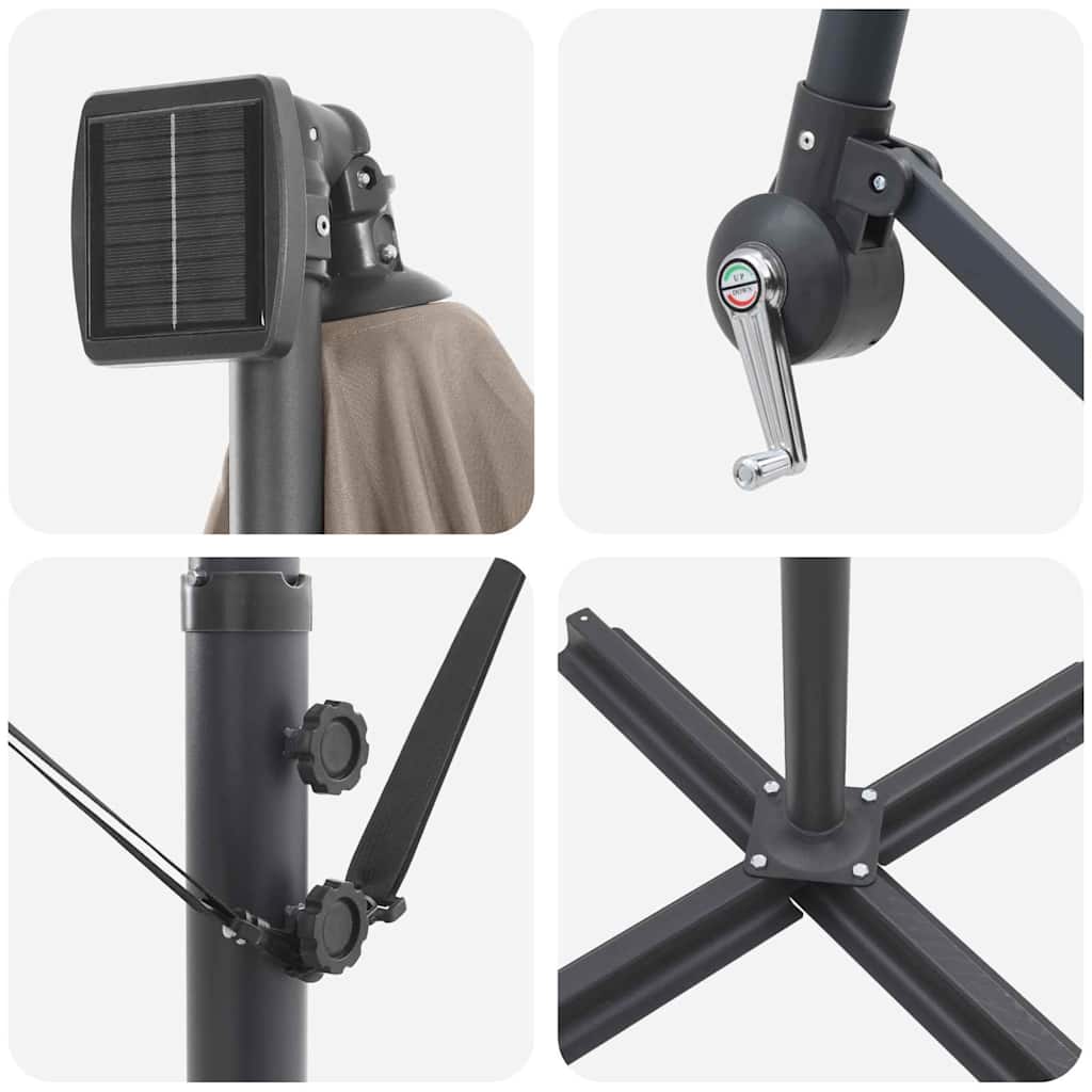 Kantileverio bananų skėtis su užraktu Taupe 294 x 200 x 254 cm