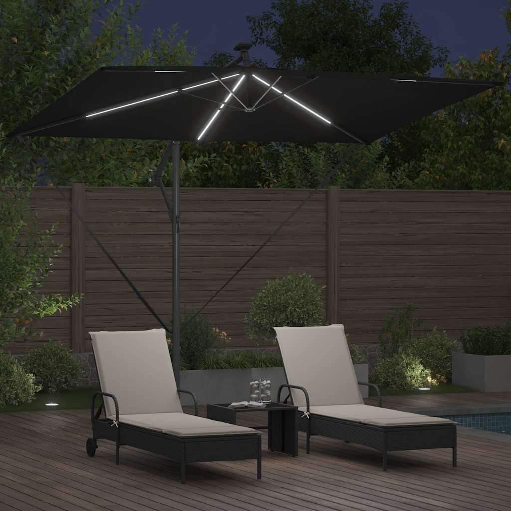 Kantileverio bananų skėtis su užraktu Juoda 294 x 200 x 254 cm