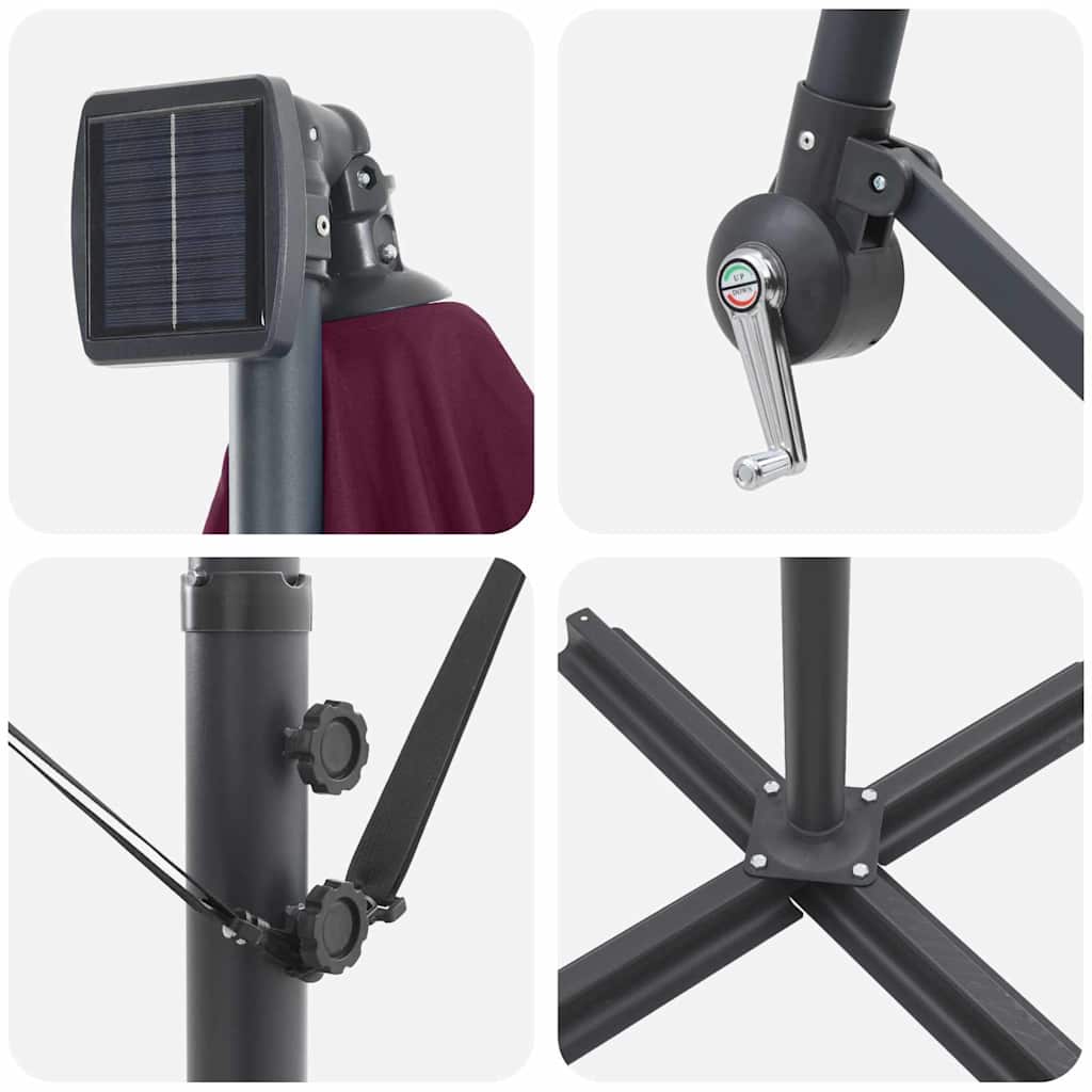 Kantileverio bananų skėtis Bordo raudona 294 x 200 x 254 cm