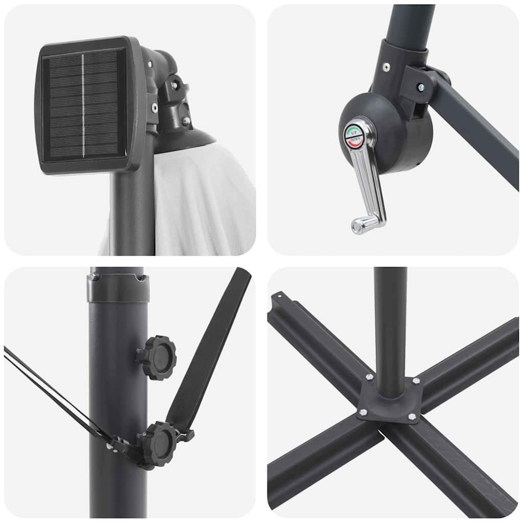 Kantileverio bananų skėtis su užraktu Smėlio 249 x 249 x 250 cm