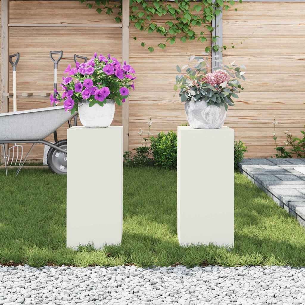 Augalų stovas 2 pcs Balta 24 x 24 x 55 cm Plienas