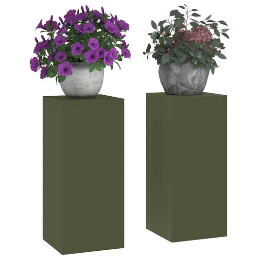 Augalų stovas 2 pcs Alyvuogių žalia 24 x 24 x 55 cm Plienas