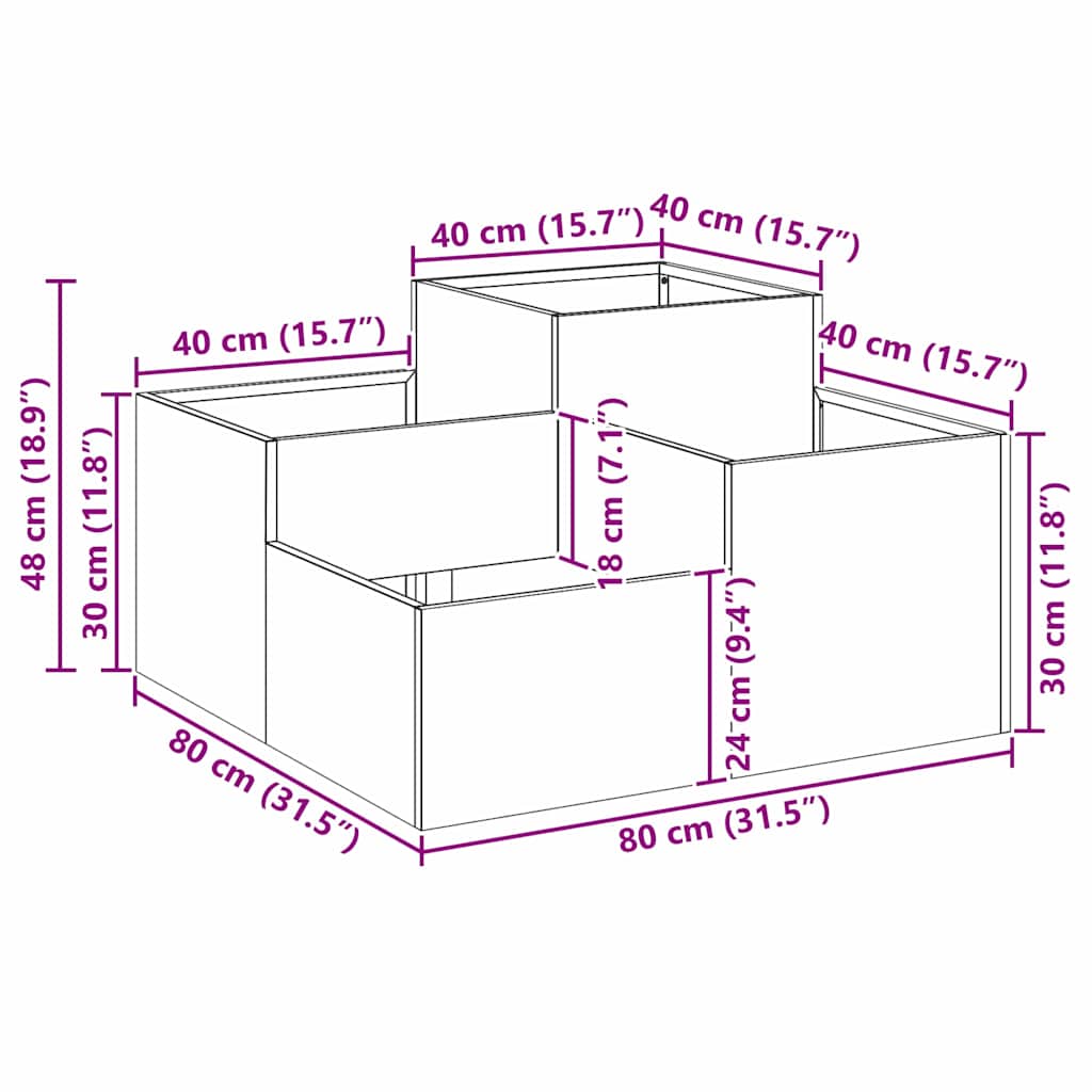 Sodo vazonas Juoda 80 x 80 x 48 cm Plienas