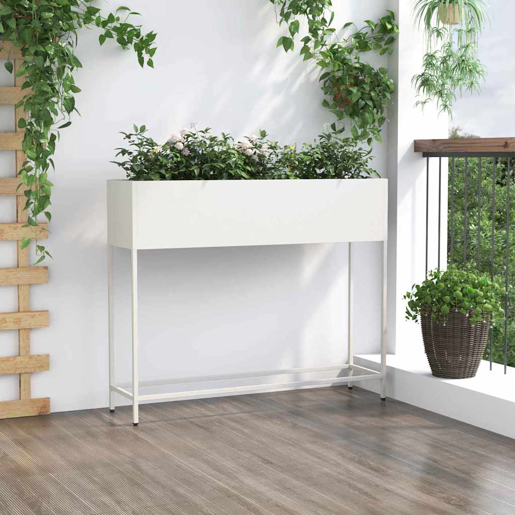Pakeltas Sodo Vazonas Balta 100 x 26 x 82 cm Plienas