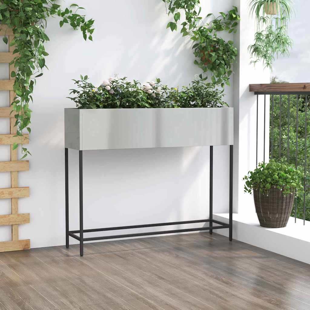 Pakeltas Sodo Vazonas Sidabro 100 x 26 x 82 cm Cinkuota plienas