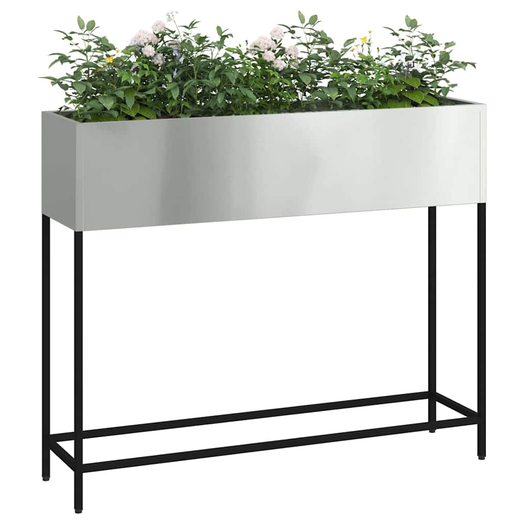 Pakeltas Sodo Vazonas Sidabro 100 x 26 x 82 cm Cinkuota plienas
