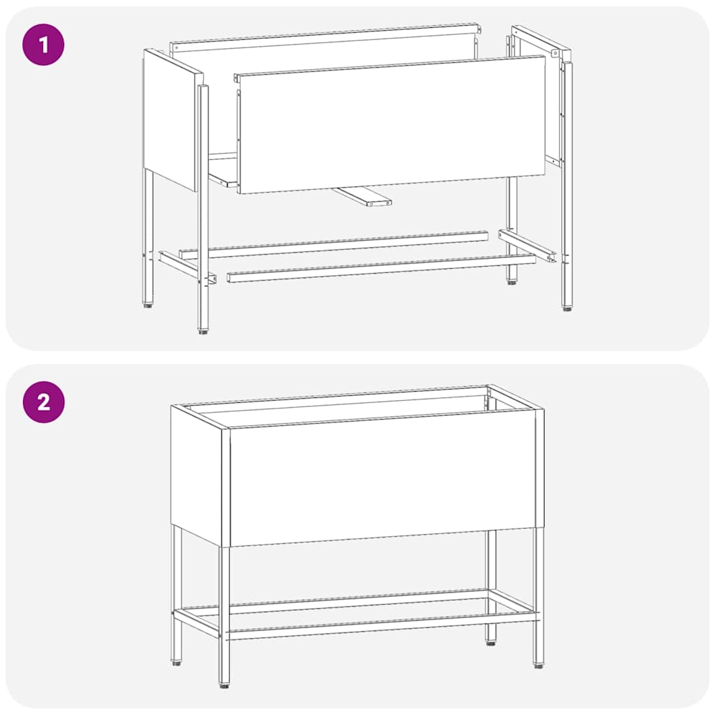 Pakeltas Sodo Vazonas Sidabro 60 x 26 x 45 cm