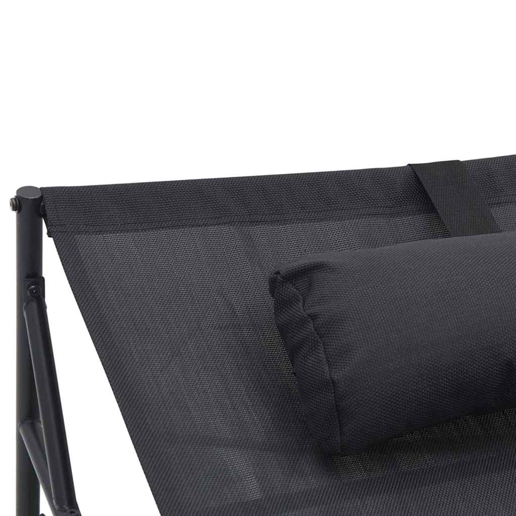 Sodo Saulės lova - Antracito - 200x74x73 cm - Plienas ir tekstilenas