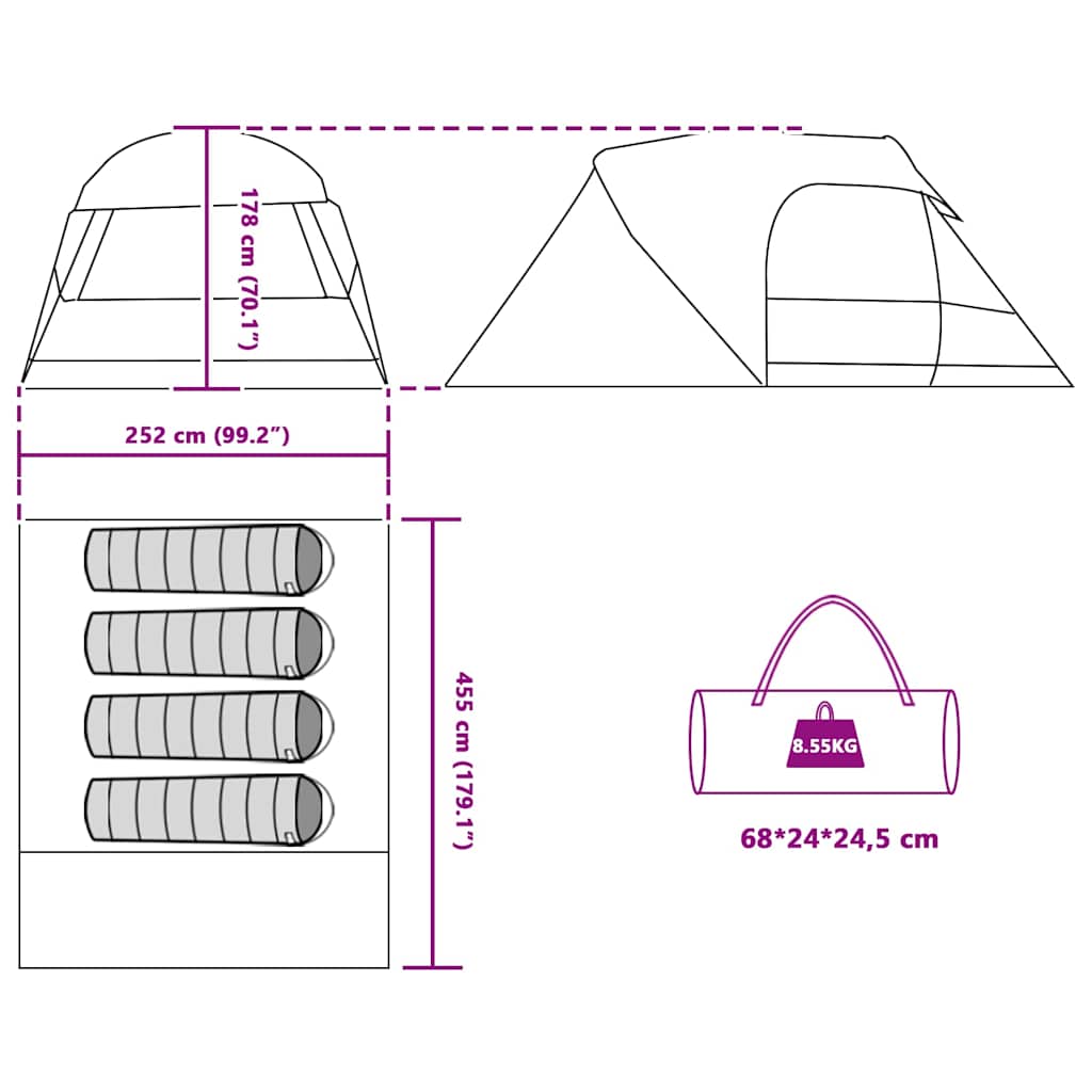 Kupolinis palapinė su stogu Mėlyna 336 x 243 x 182 cm