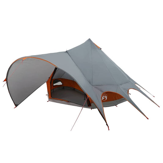 Teepee palapinė su stogu Pilka ir oranžinė 600 x 600 x 347 cm