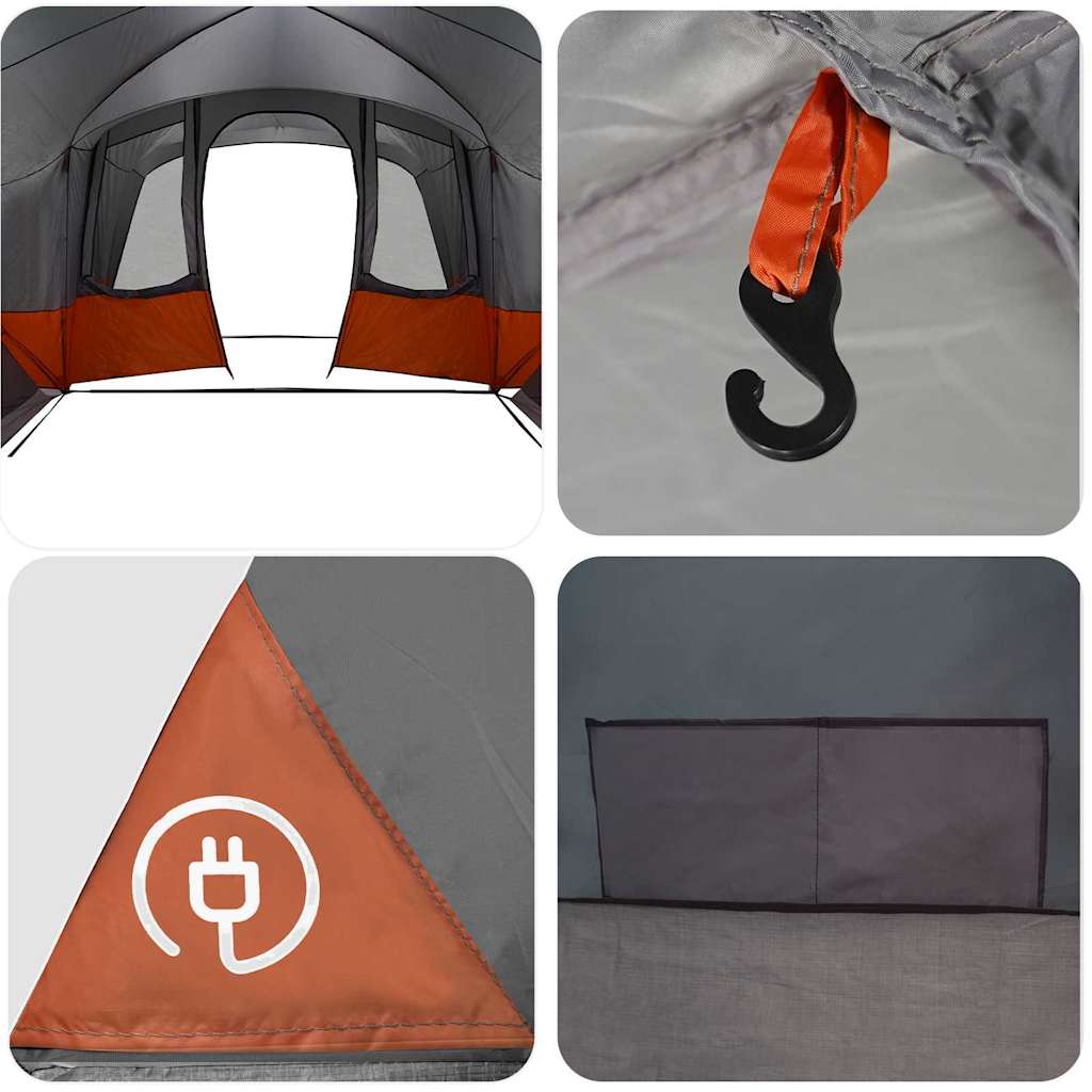 Šeimos palapinė su stogu Pilka ir oranžinė 760 x 645 x 230 cm