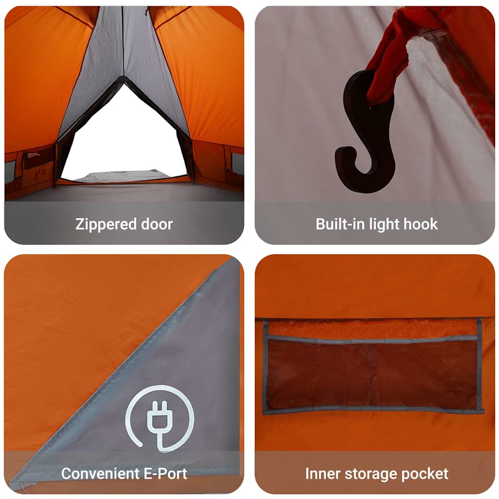 Teepee palapinė su stogu Pilka ir oranžinė 490 x 410 x 210 cm