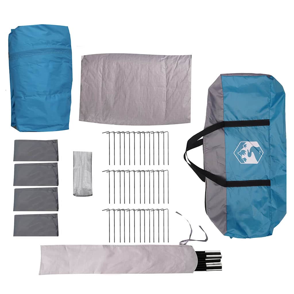 Šeimos palapinė su stogu Mėlyna ir Pilka 745 x 700 x 217 cm