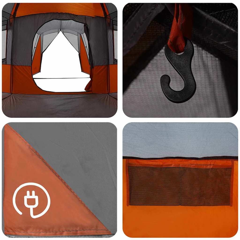 Šeimos palapinė su stogu Pilka ir oranžinė 745 x 700 x 217 cm