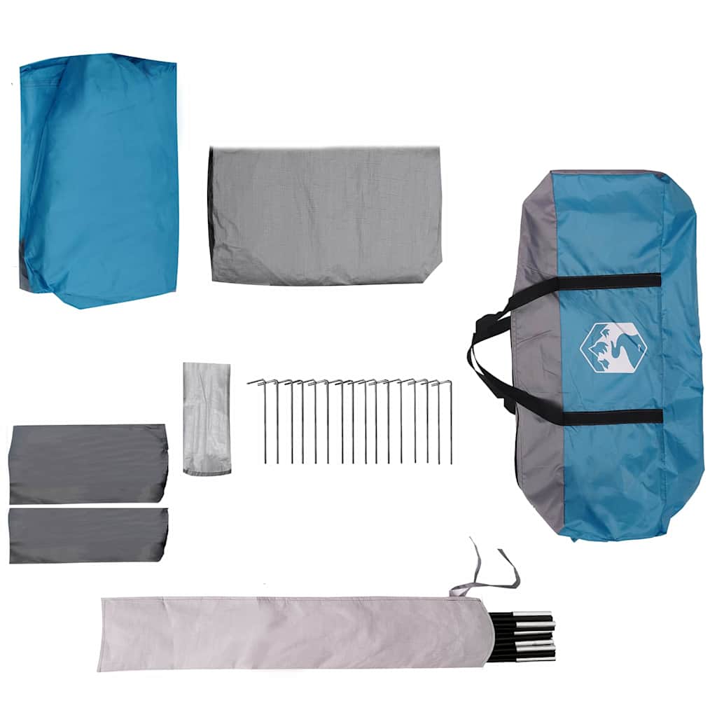 Šeimos palapinė su stogu Mėlyna ir Pilka 460 x 430 x 214 cm