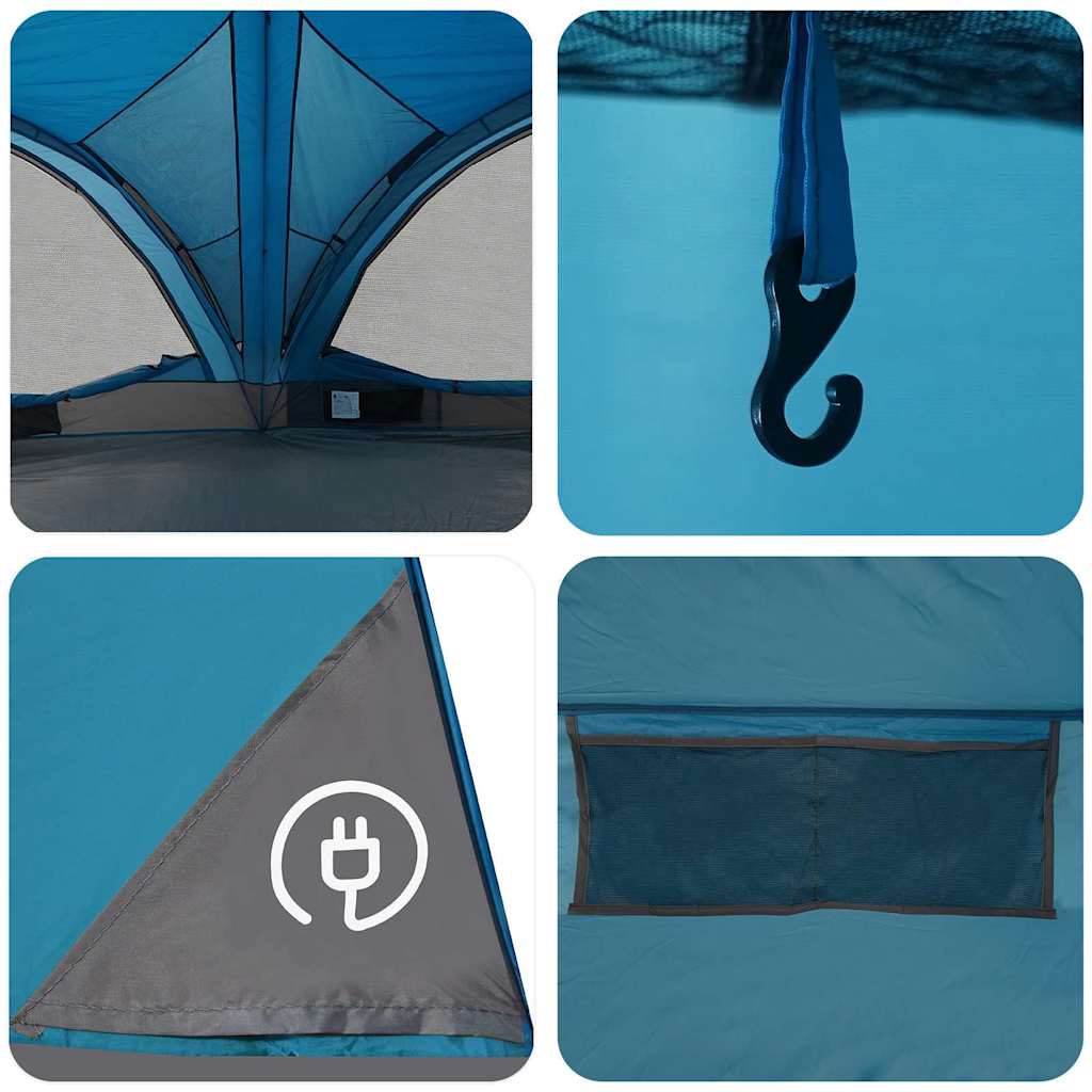 Šeimos palapinė su stogu Mėlyna ir Pilka 460 x 430 x 214 cm