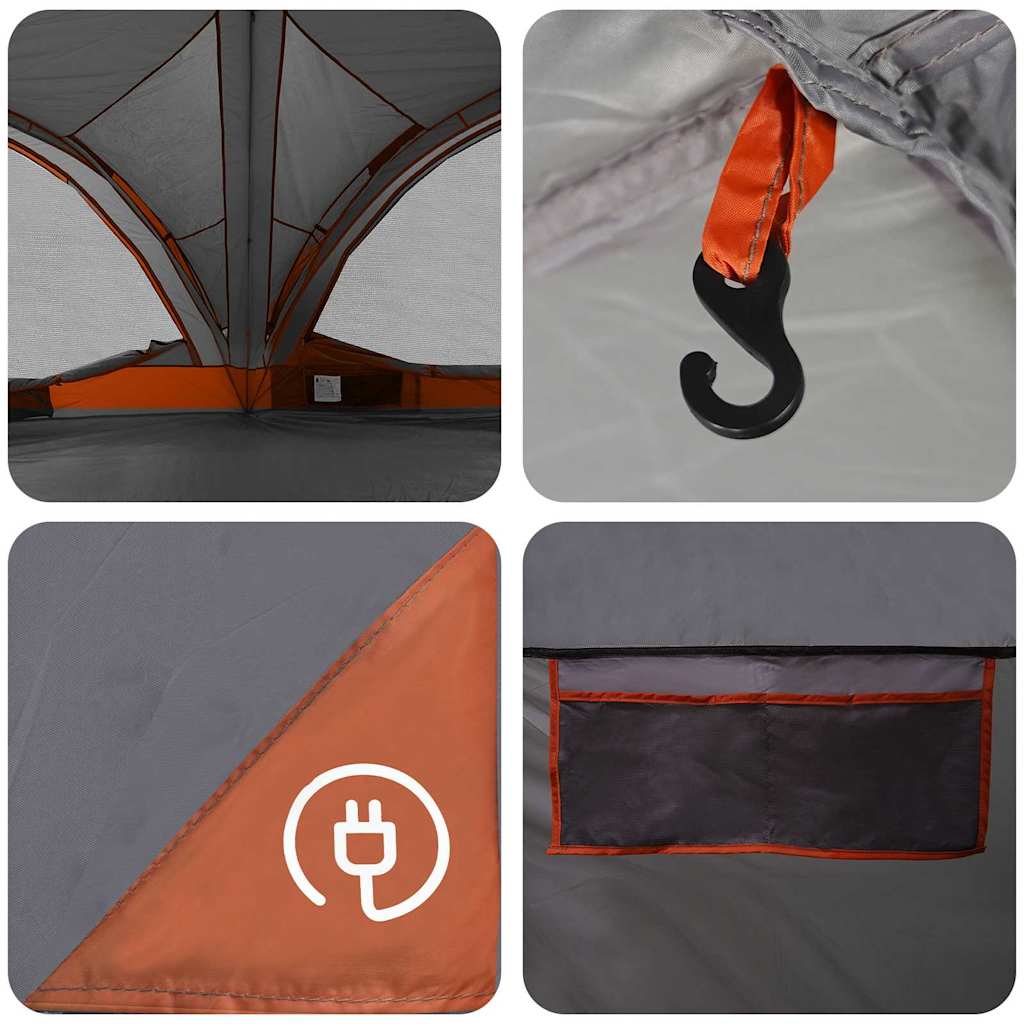 Šeimos palapinė su stogu Pilka ir oranžinė 460 x 430 x 214 cm