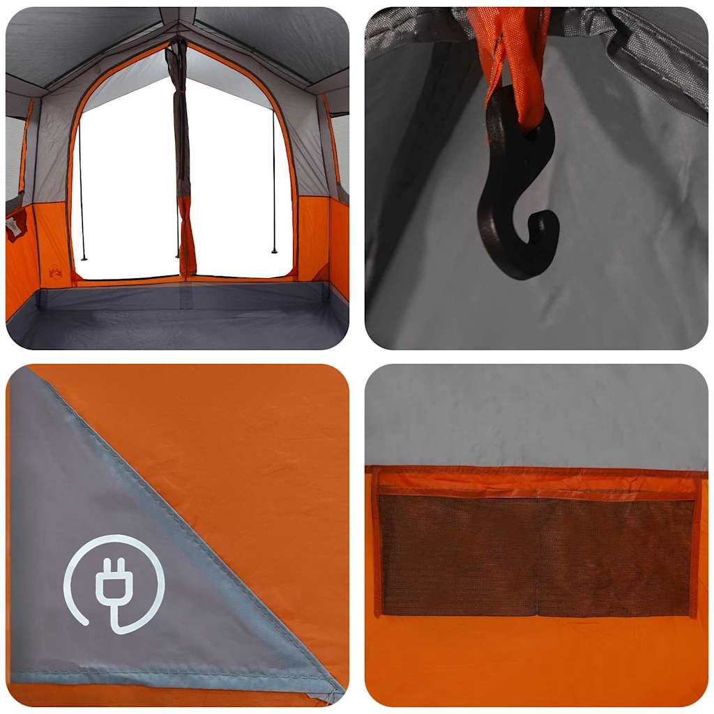 Šeimos palapinė su stogu Pilka ir oranžinė 324 x 255 x 230 cm