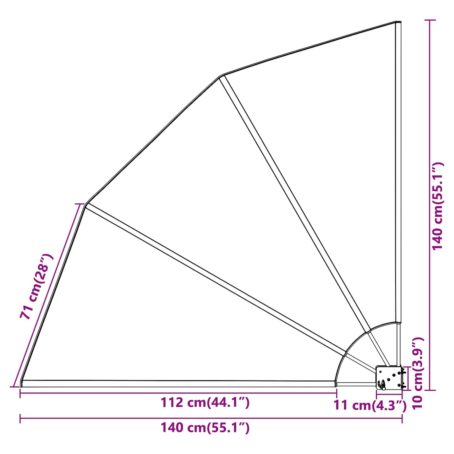 Balkono privatumo ekranas Juoda 140 x 140 cm audinys