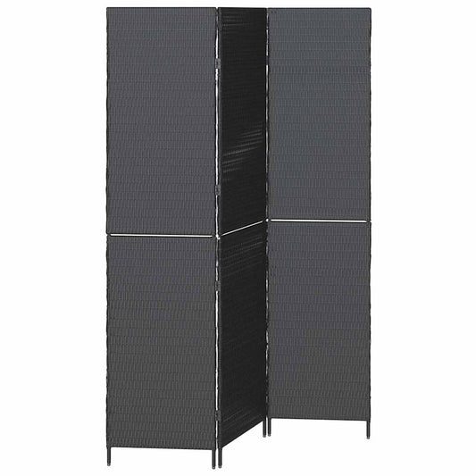 Kambario Skirtumas 3 Panelės Sulankstomos Juodos 146x180 cm Poliratanas