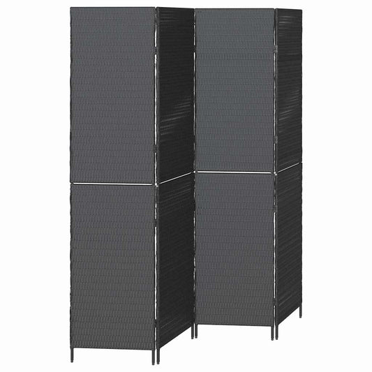 Kambario Skydo 4 Puslapiai Sulankstomas Juodas 195x180 cm Poli Ratanas