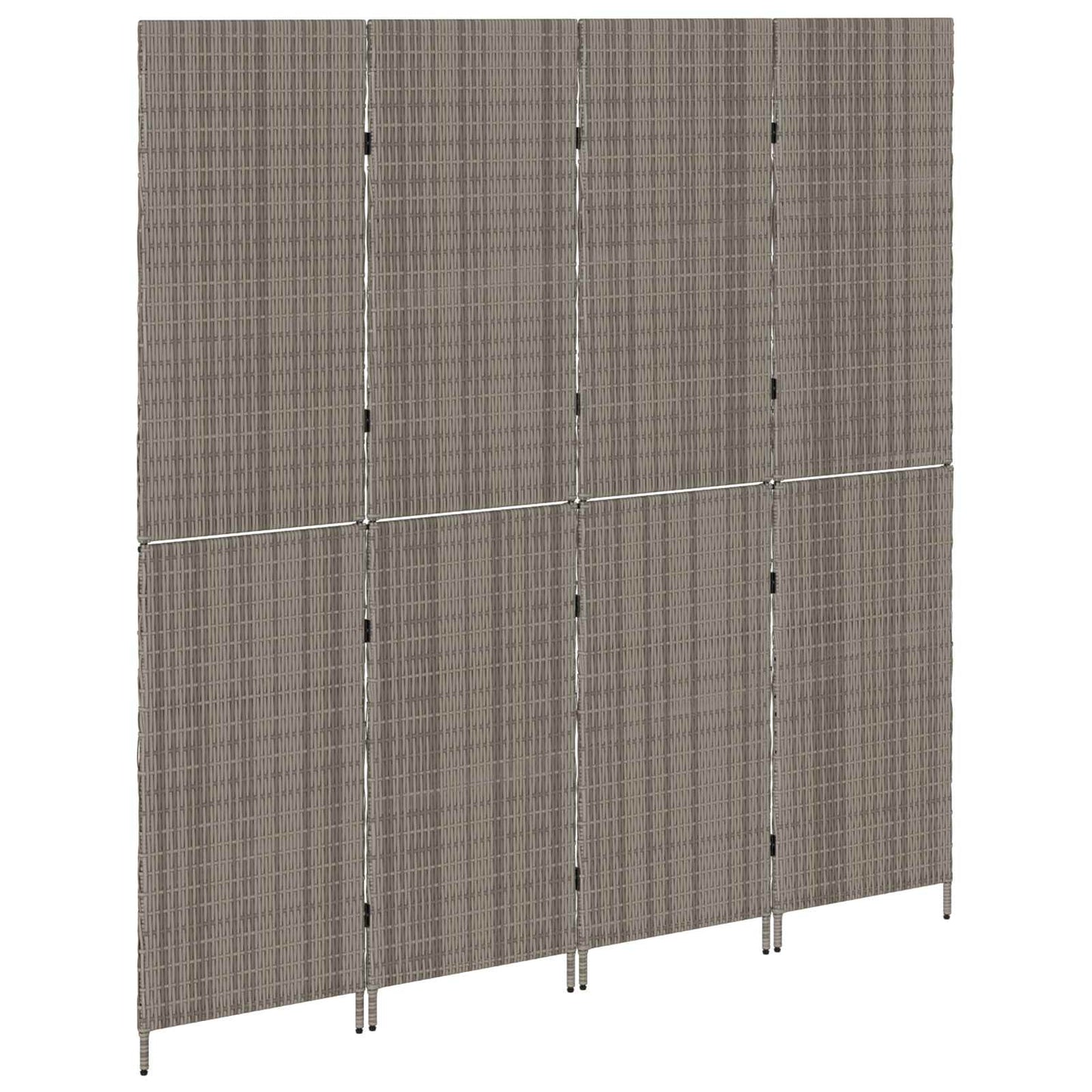 Kambario Pertvara 4 Paneliai Sulankstoma Pilka 195x180 cm Poli Ratanas