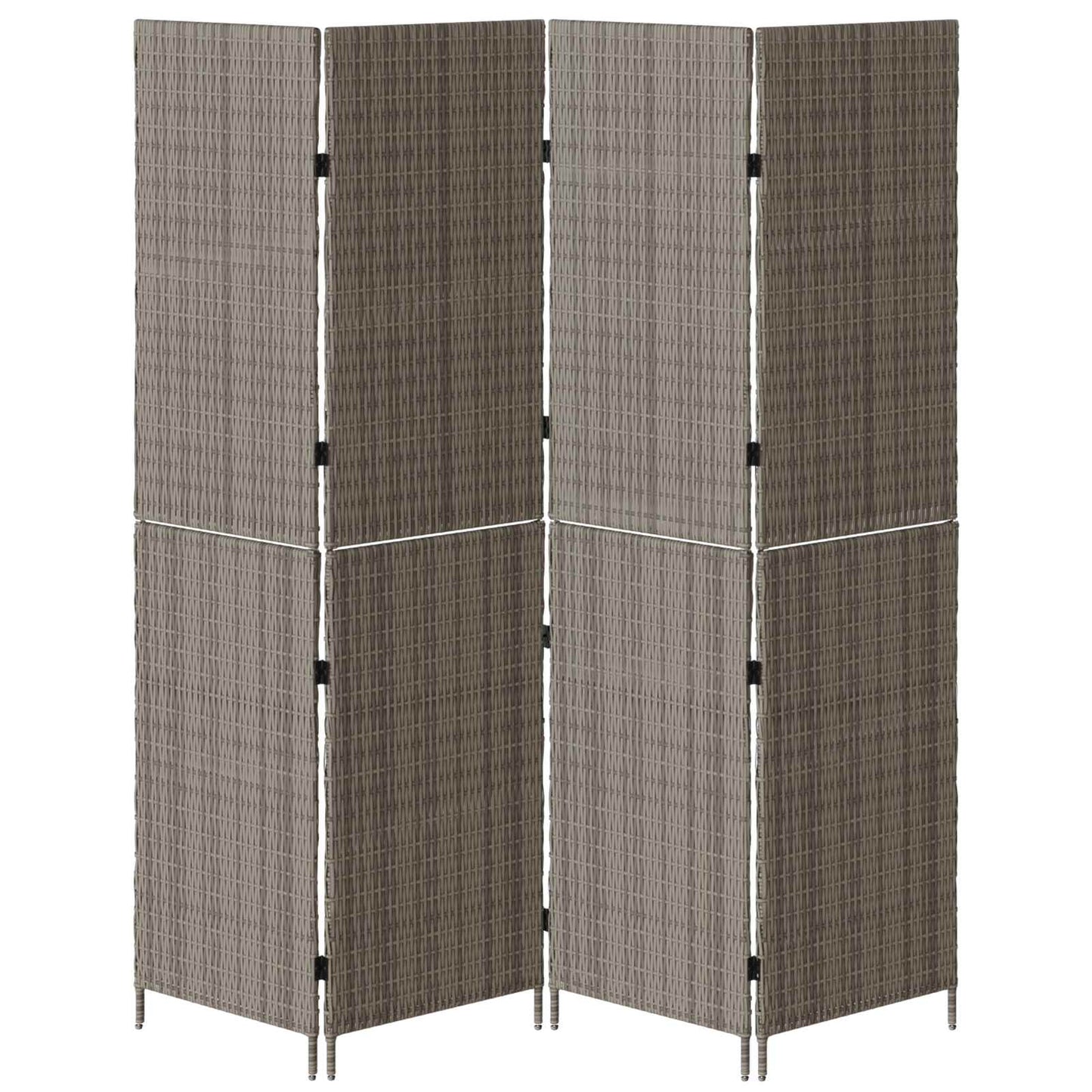 Kambario Pertvara 4 Paneliai Sulankstoma Pilka 195x180 cm Poli Ratanas
