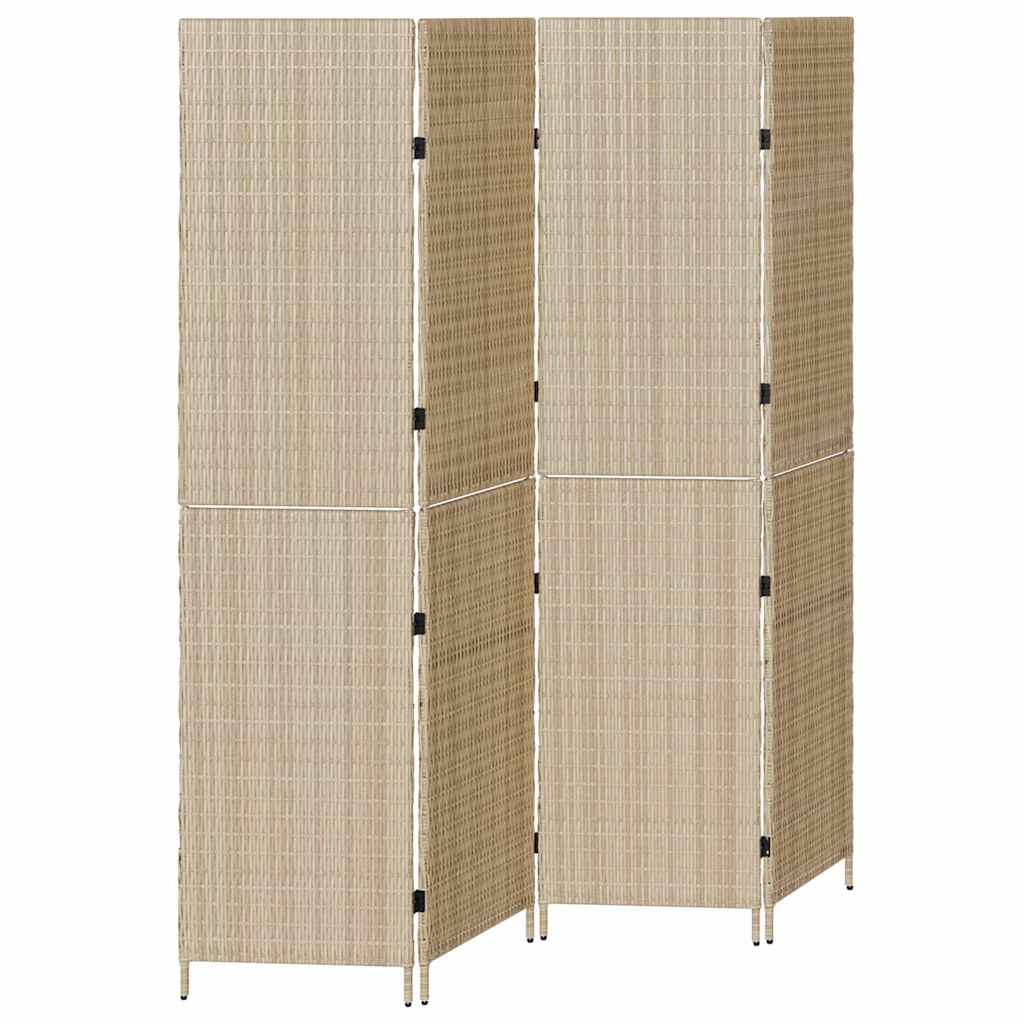 Kambario Skirstytuvas 4 Panelių Sulankstomas Beige 196x180 cm Poliratanas