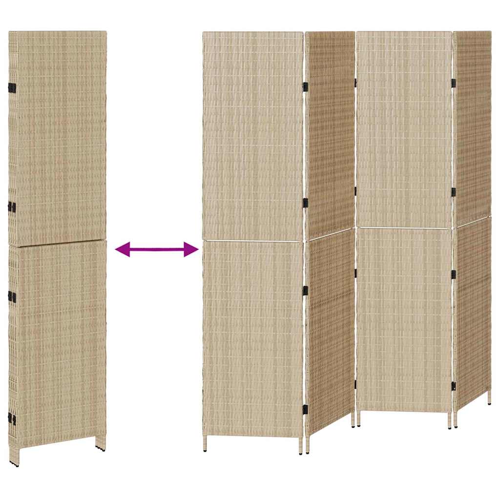 Kambario Skirstytuvas 4 Panelių Sulankstomas Beige 196x180 cm Poliratanas