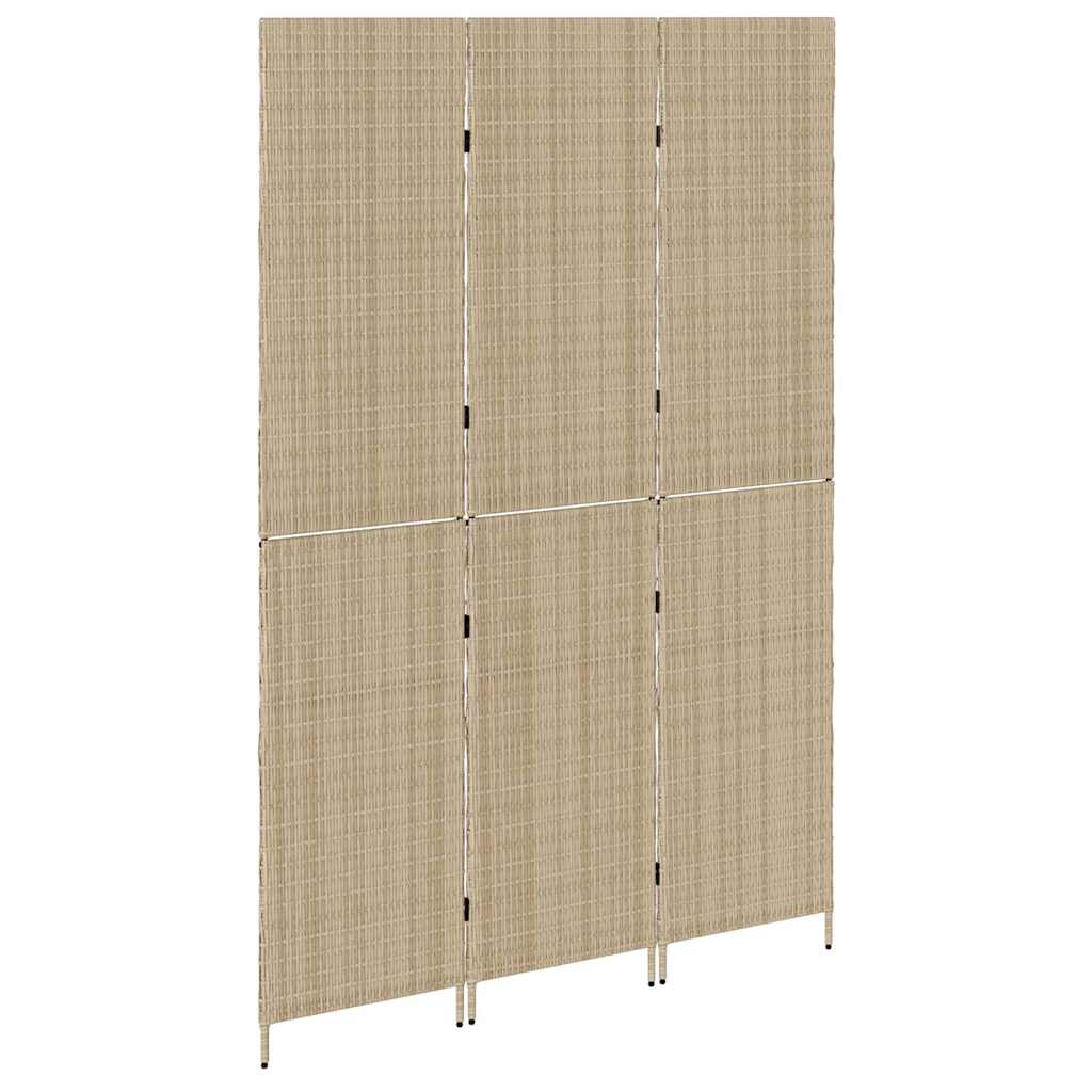 Kambario Skirstytuvas 3 Paneliai Sulankstomas Beige 146x200 cm Poli Ratanas
